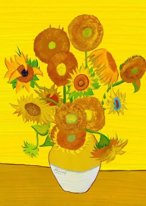 梵高的向日葵|纯艺术|绘画|z807725879_临摹作品-站酷(zcool)