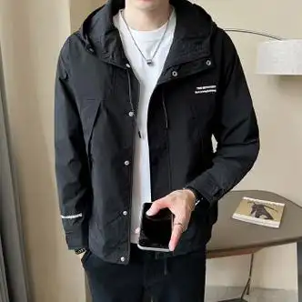 nasalike男士冲锋衣潮流秋季青年百搭休闲夹克男大码工装连帽外套薄款