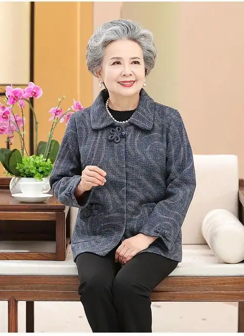 老人春秋装外套奶奶大码女装60岁7080妈妈秋装上衣老年人衣服批发