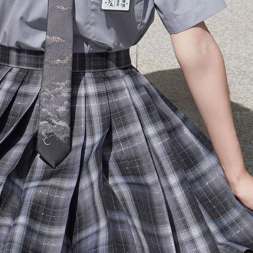 裙原黑格大码夏季银线创格制服啦啦jk曙光学生校服