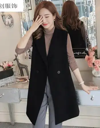 马甲女春秋中长款韩版2018新款秋季西装无袖外套女士显瘦坎肩马夹