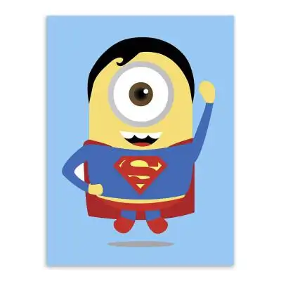 轻艺术 动漫游戏 小黄人 超级英雄 画芯海报 现代 美式 创意 儿童房