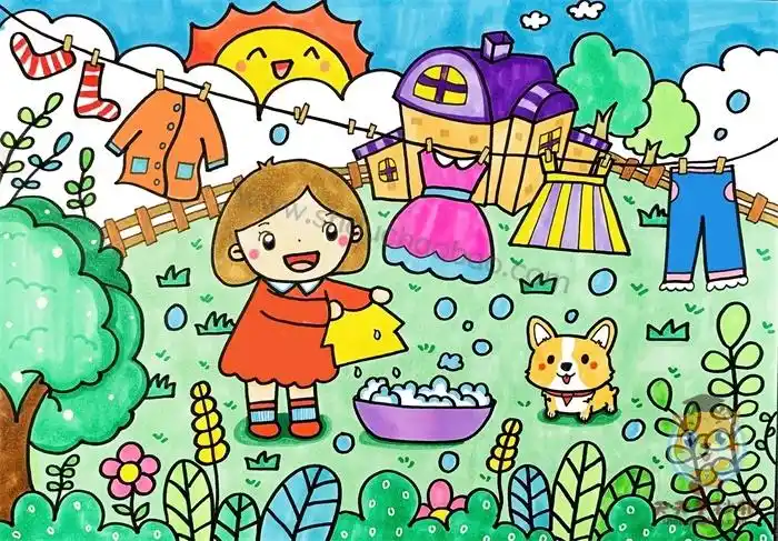 劳动儿童画一等奖模板教程,关于我爱劳动的绘画作品一等奖 - 巨明艺考