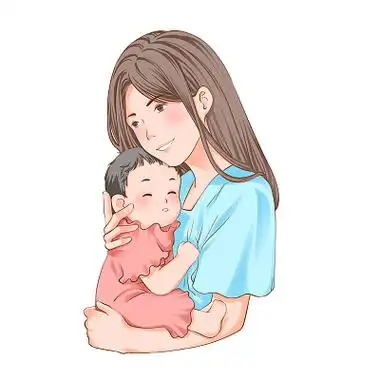 母亲抱着宝宝妈妈怀抱着婴儿睡觉母婴人物元素