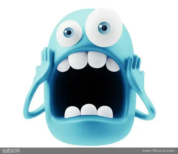 双手捂住脸部的蓝色3d立体q版害怕表情高清图片