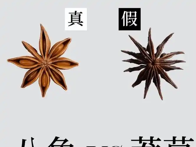 其实,八角也是分真假的,假的八角和真八角长得极其相似,宛如双胞胎