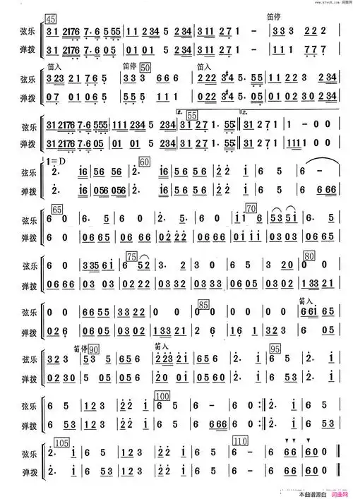 红色电影歌曲联奏民乐合奏简谱