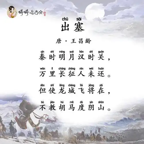 这是唐朝诗人王昌龄写的《出塞》,透过追忆飞将军李广和.