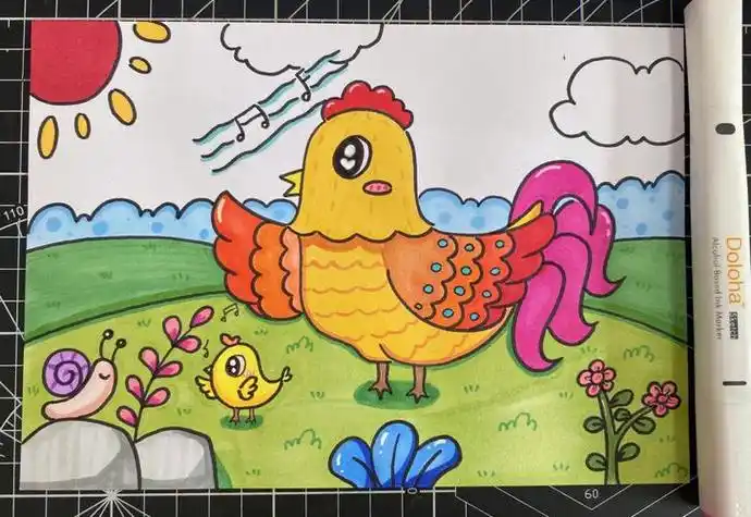 公鸡儿童画图片大全(公鸡儿童画作品图片)