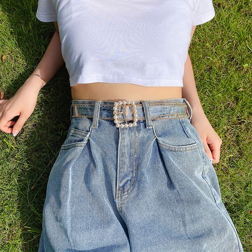 透明腰带女夏季新款装饰搭配牛仔裤镶钻气质学生珍珠水钻百搭皮带