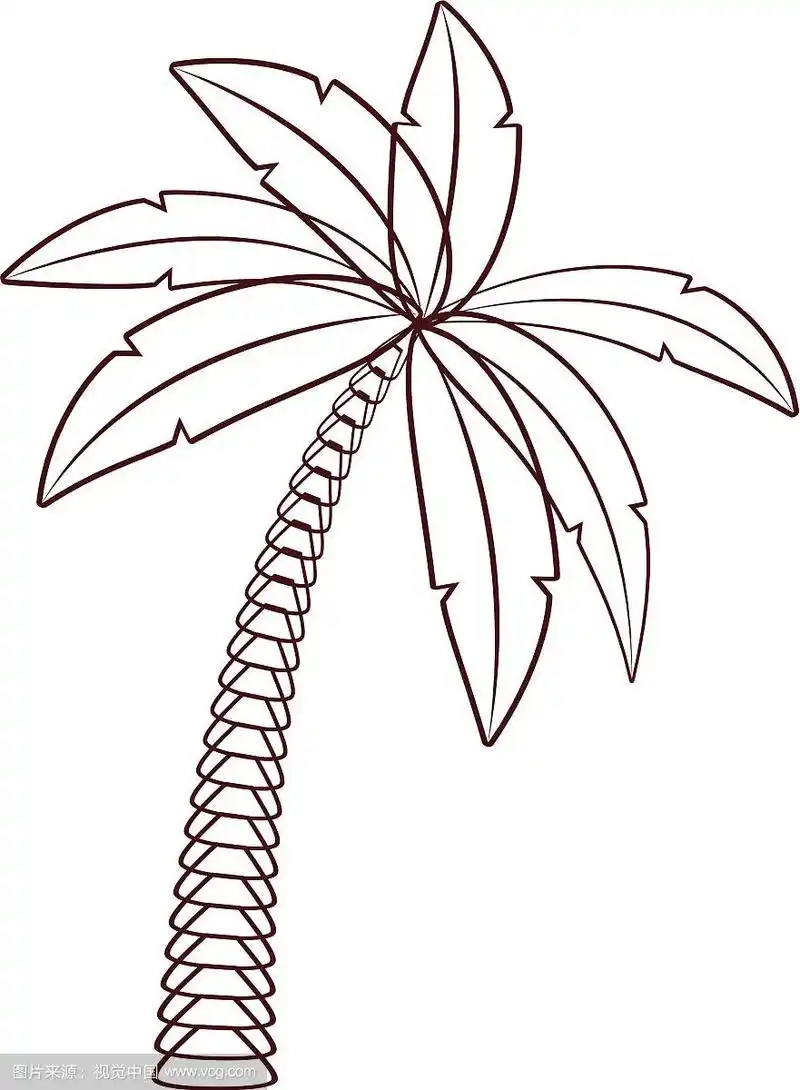 卡通黑白棕榈树