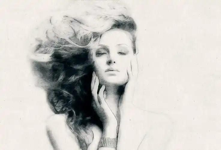 中文版人像素描绘画效果ps动作