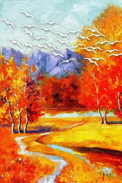 现代唯美油画手绘风景装饰画装饰油画diy数字油画儿童填色油彩装饰画