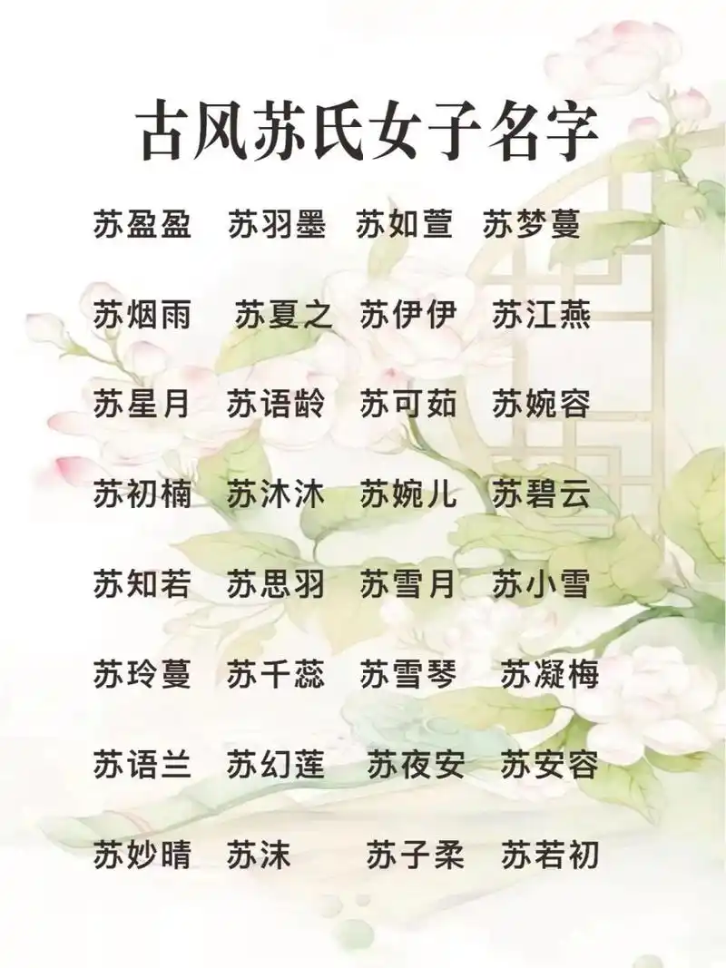 一期古风苏氏女子名字‖下期想要哪个姓氏?