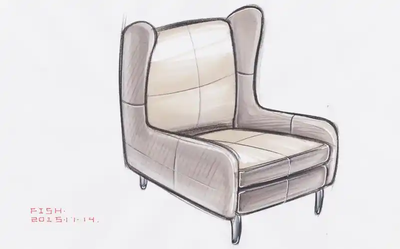 【工业设计手绘】-皮质沙发线稿 上色