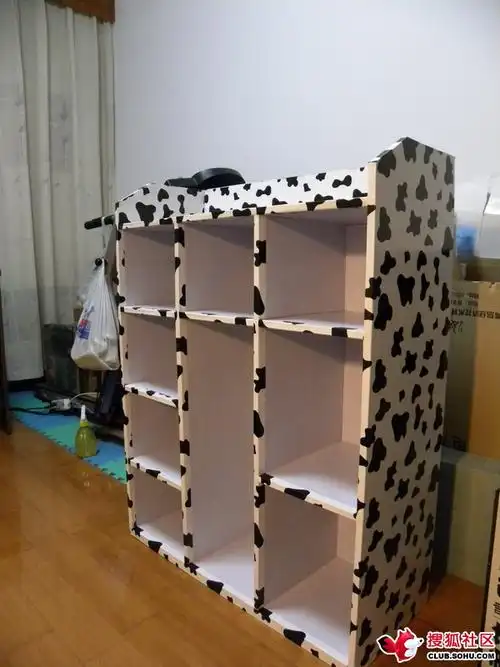 [原创]【sunny猫的手工】我用废纸箱做的可爱奶牛花大型鞋架