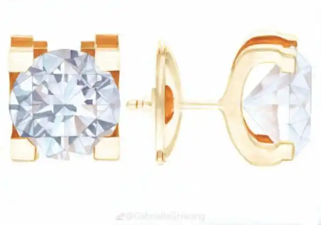 钻石耳钉珠宝产品设计手绘教程图片彩铅油性马克笔上色过程步骤演示