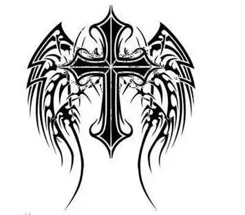 帅气的十字架手臂纹身手稿