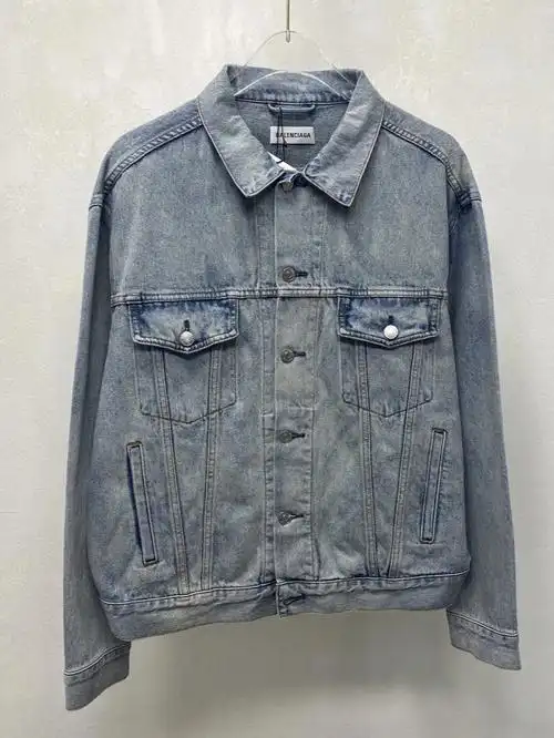 balenciaga男士烫钻logo字母洗水牛仔夹克