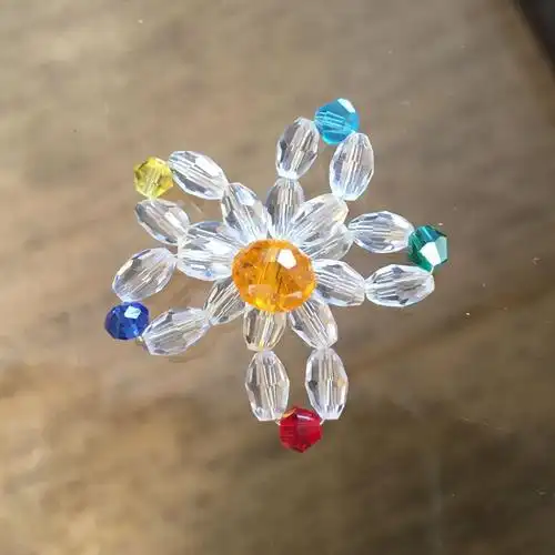 夏日撞色金属扭丝彩色水晶玻璃珠子串珠五瓣花朵耳环发箍饰品配件