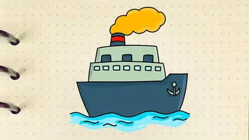 轮船简笔画彩色 海上轮船简笔画彩色