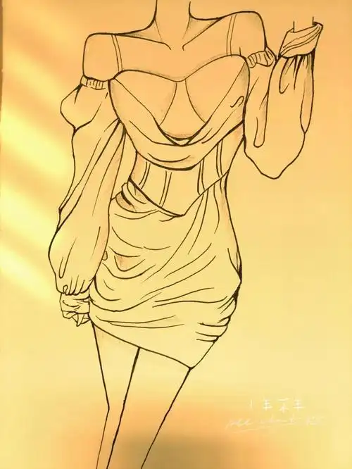 美女黑白简笔画绘画教程11附过程