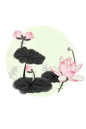 水墨佛莲花座观音座国风水墨水墨花朵植物国风水墨水墨荷叶植物古风