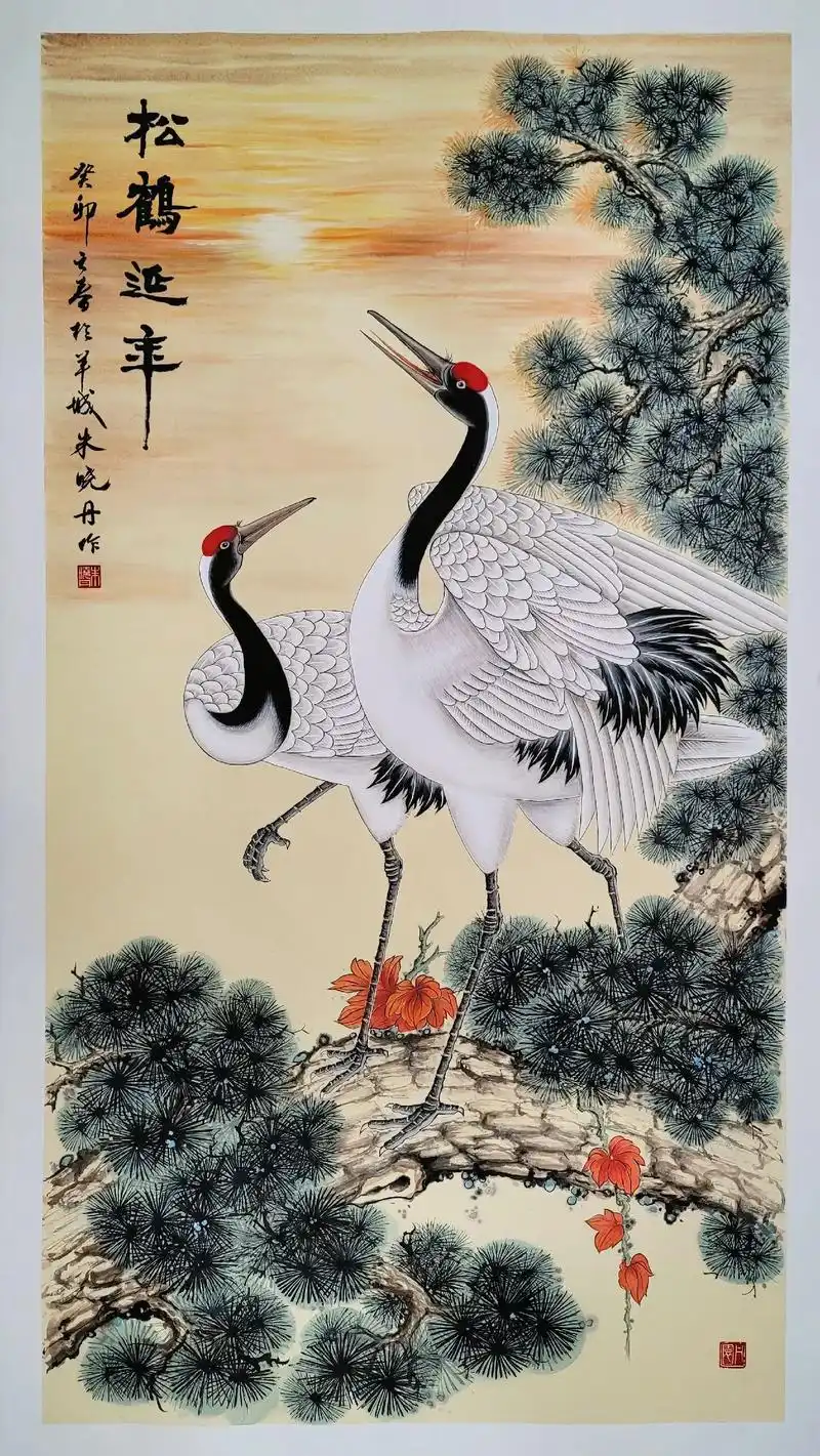 松鹤延年#感受国画的意境之美 - 抖音