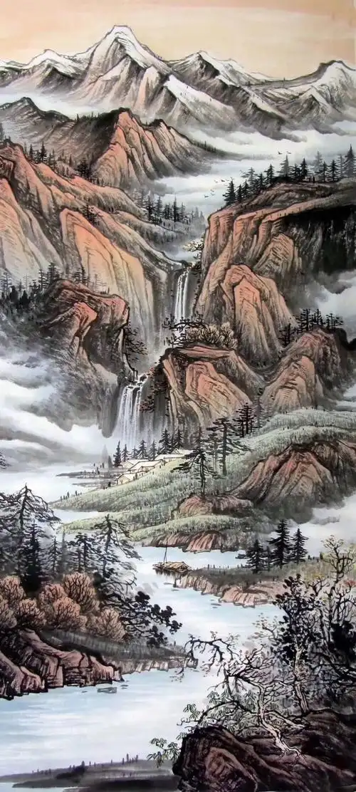 中国著名书画家张权开国画山水风景欣赏