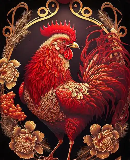 中国色——红色/金鸡纳福