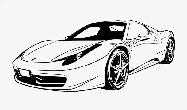 简约手绘线描跑车造型