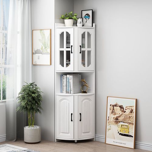 实木转角客厅置物架墙角柜拐角柜边角柜三角形大容量收纳柜卧室角