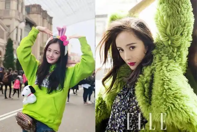 绿色去年真的特别流行,杨幂的这件卫衣还有好多人get了同款, 《elle》