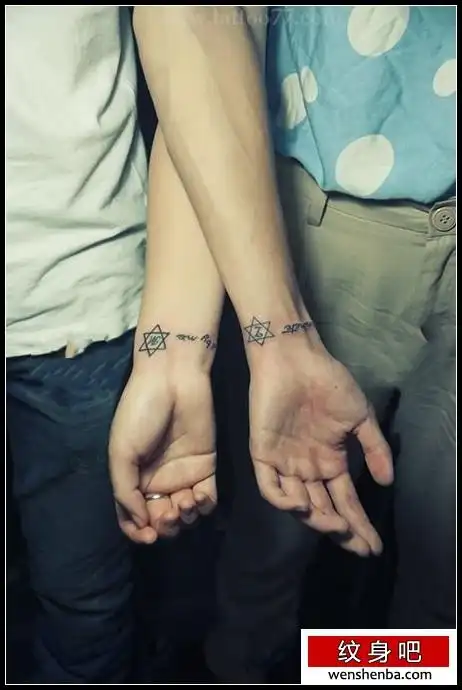 手腕英文情侣纹身图片