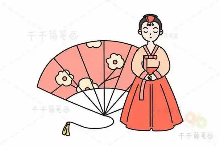 小兔子的diy教室儿童彩色简笔画连衣裙篇韩国人礼仪简笔画朝鲜族服装