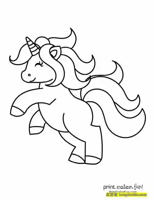 10张简单的彩虹独角兽卡通儿童填色简笔画-红豆饭小学生简笔画大全