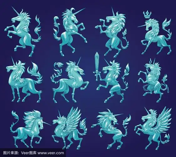 十二纹章独角兽,彩色图像