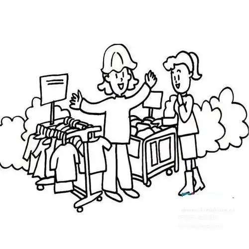 卖东西街简笔画