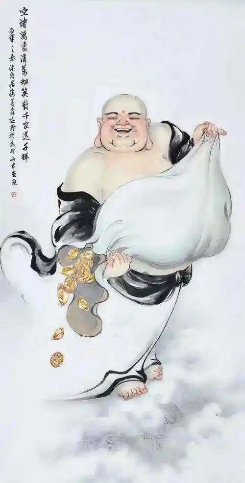 15幅弥勒佛水墨系列,祝您笑口常开,财源广进!