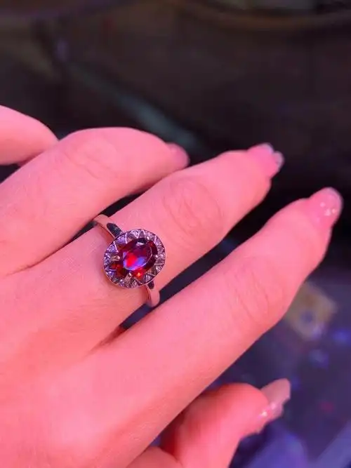 石榴石戒指95925银78活口可调节[玫瑰]