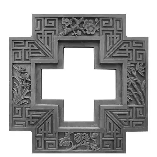 唐语砖雕 新品 仿古砖雕 十字窗边装饰 镂空什锦窗 仿古边框gy853