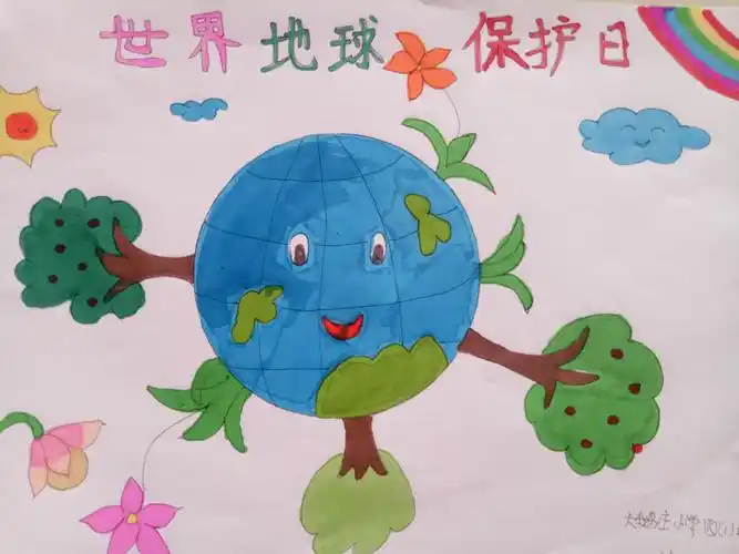 大鹅庄小学"世界地球日"主题绘画优秀作品展评
