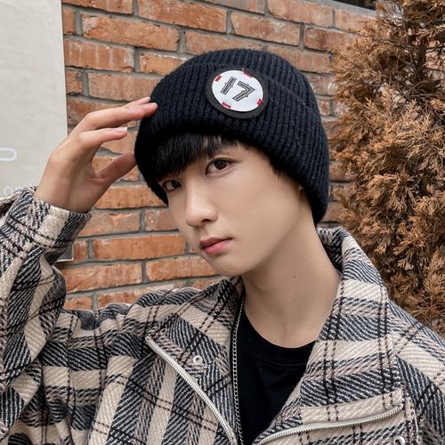 帽子男冬天时尚潮流保暖毛线帽新款男生针织帽男冬季护耳套头冷帽
