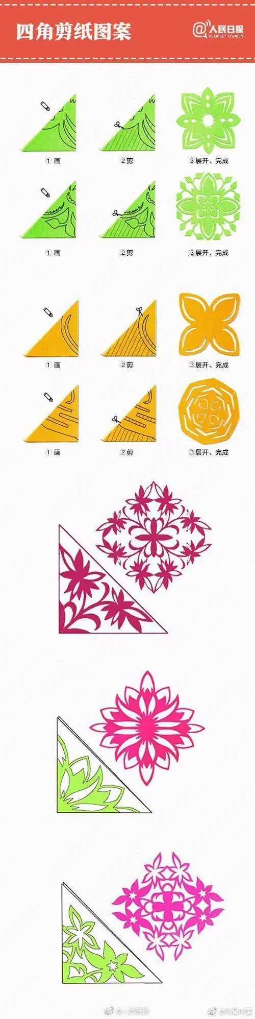 四角窗花剪纸步骤图 手工剪纸图片大全简单-蒲城教育文学网