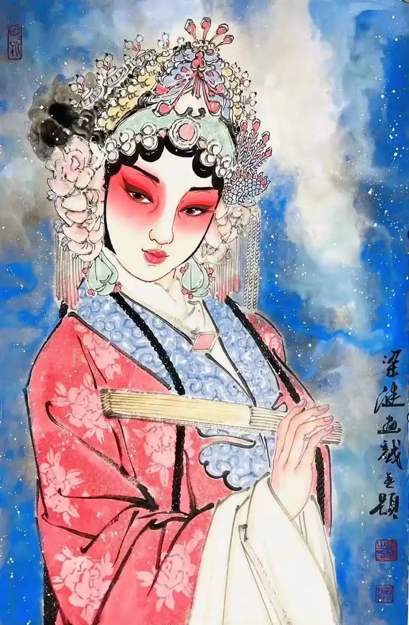 中美协梁健老师戏曲人物作品欣赏