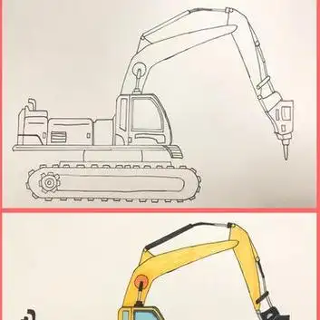 简笔画|钻土机|挖掘机@小刘讲堂的动态
