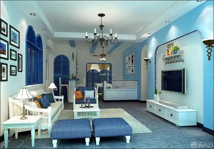 浪漫地中海风格蓝色地砖装修实景图欣赏 - 堆糖,美图壁纸兴趣社区