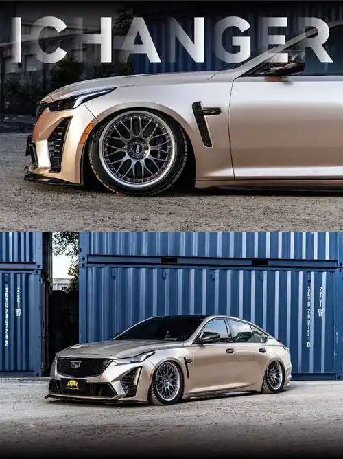 凯迪拉克ct5-ichanger改色膜流动星芒金,气场全开!