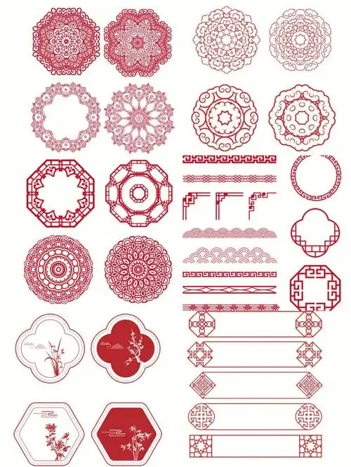 中国风矢量古典窗花边框传统复古边框