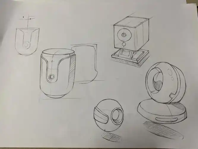 4/6打卡 手绘线稿 家用摄像头草图   语法课看了一节  一边听阿呆儿